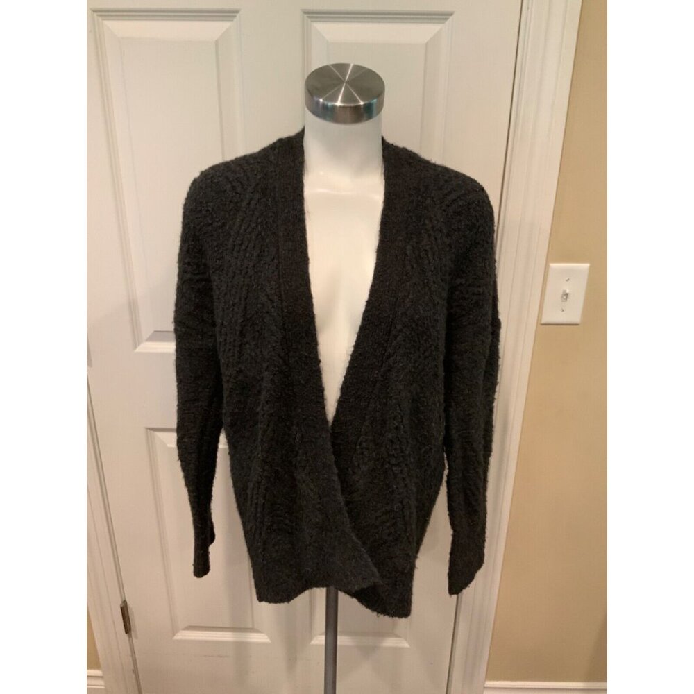 Moth Gray Thick Knit Open Knit Cardigan, Size Small